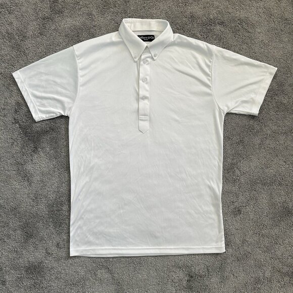 Collars & Co Shirt Mens Medium White Perfomance Golf Polo Lightweight Breathable - Picture 1 of 8